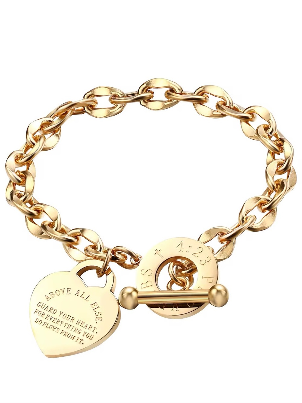 Gold Heart Toggle Charm Bracelet - Women Jewelry